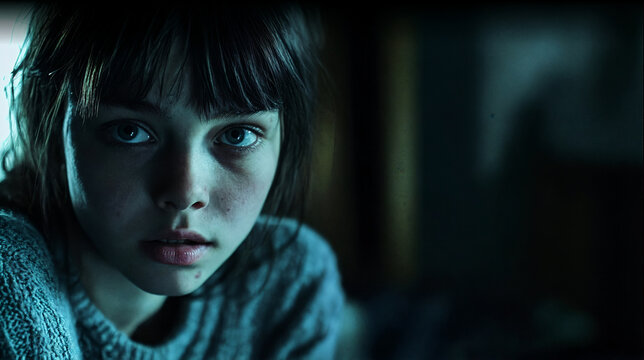 Moody portrait of a young person in dramatic lighting