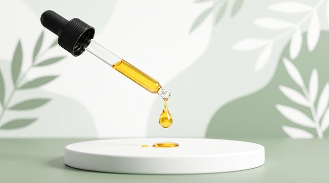 A premium 3D graphic for an organic, plant-based sublingual oil or tincture.