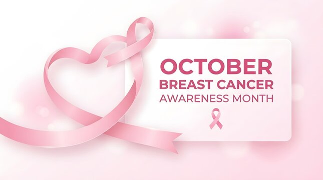 Breast cancer awareness month pink ribbon heart design for october campaigns