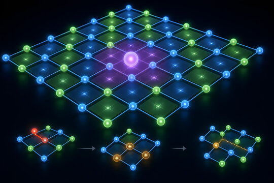 Quantum surface code grid protecting logical qubit