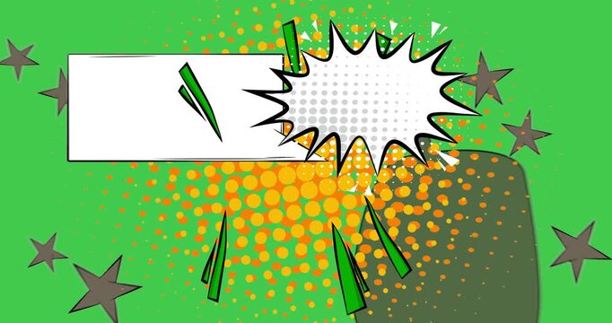 Cartoon background animation, comic book backdrop video. Retro comics pop art design.