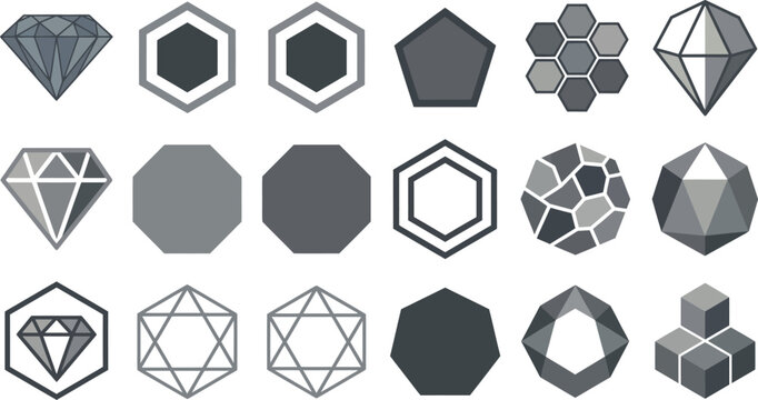 Geometric shapes and diamond crystals.