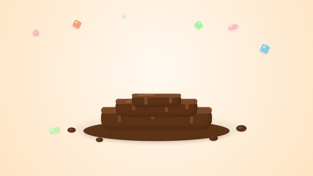Animated Melting Chocolate Dessert Layers Illustration for Food Promotions and Sweet Treats Advertising