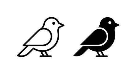 Simple Bird Icons, Outline and Silhouette Vector Graphics, Minimalist Avian Symbols for Nature and Wildlife Themes © Fatiha