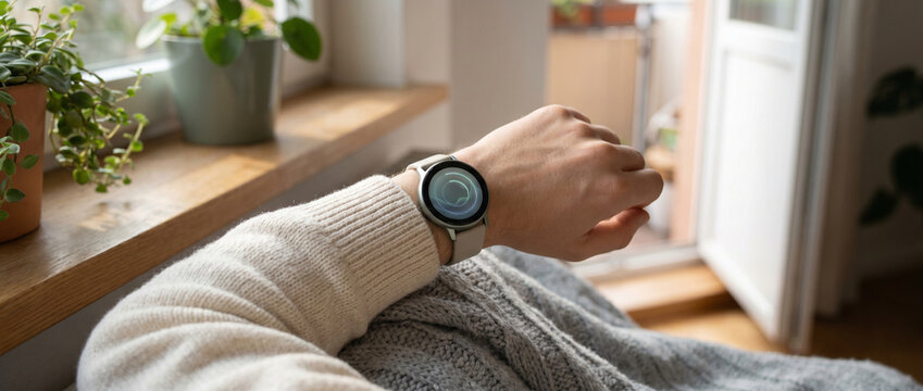 Quiet wearable health tracking in a restful home moment