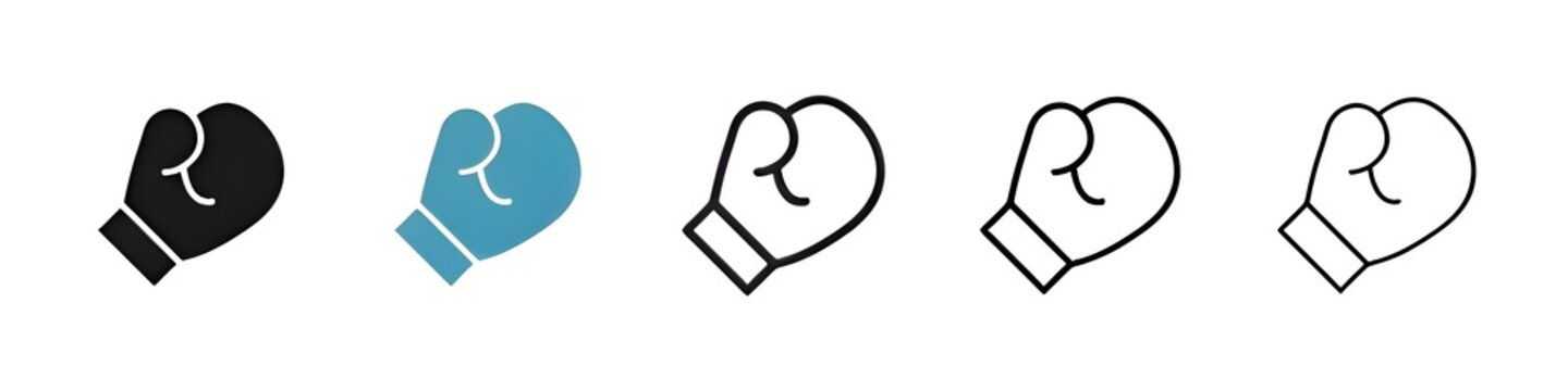 Boxing glove line icon set. boxer combat fight gloves vector icon. boxing ring match hand gloves sign for UI designs. Thin line customizable illustration. Contour symbol. Vector. Editable stroke
