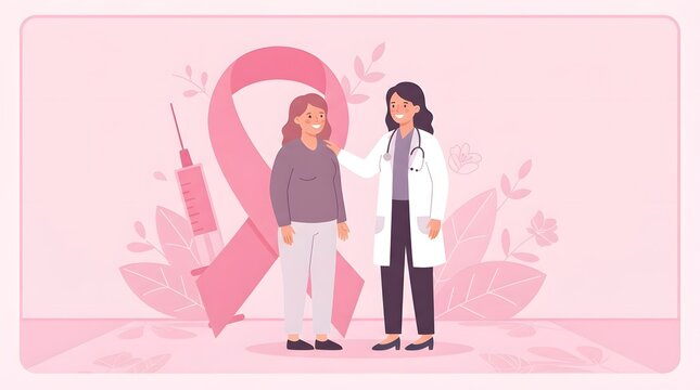 Breast cancer awareness month doctor supporting patient hope early detection