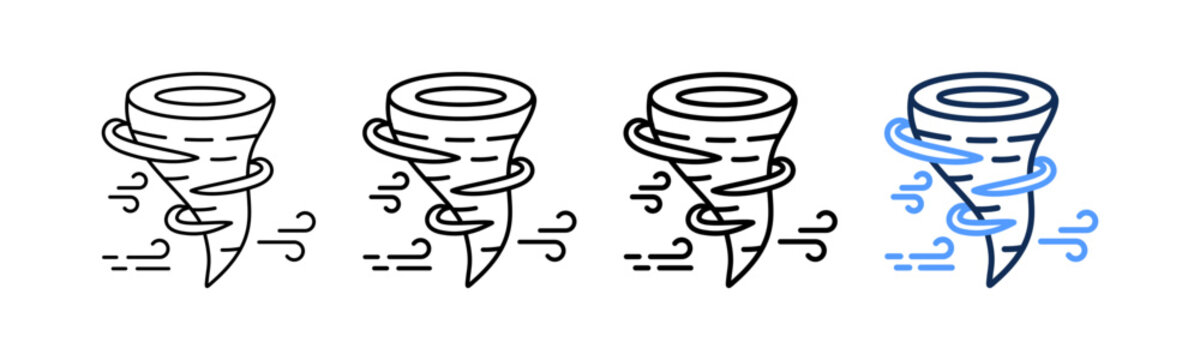 Hurricane Storm Icon Different Style Outline Collection Set