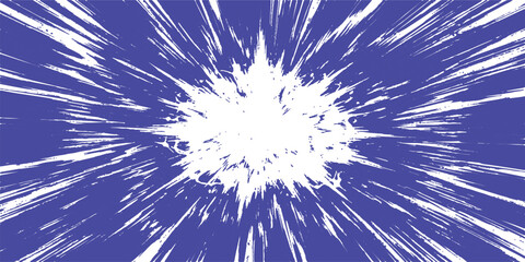 Obraz premium Abstract white explosion against a deep blue background with radiating lines and textured brush strokes