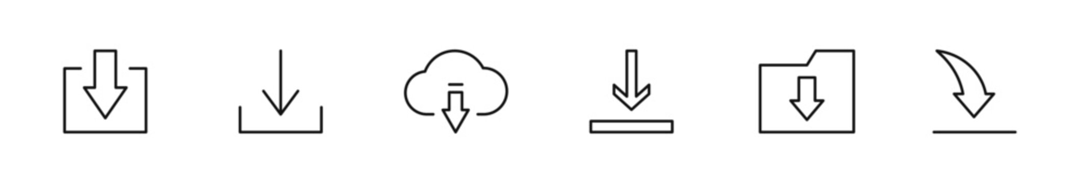 Download line icon set. Download files icons in line style. Editable web icons data download, upload cloud storage etc. Vector illustration.