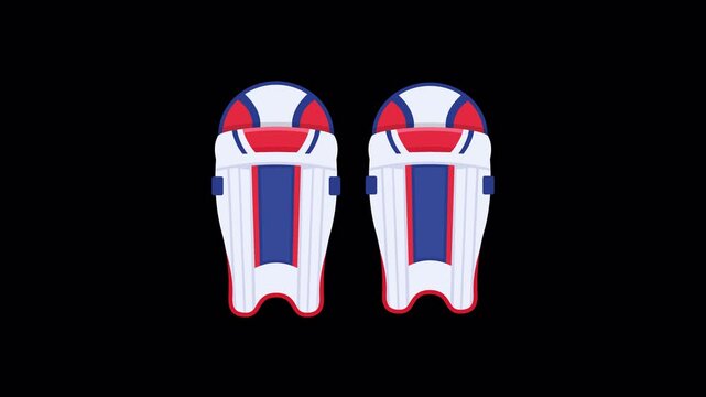 Animated Cricket Batting Pads Flat Vector Graphic Seamless Loop on Alpha Channel
