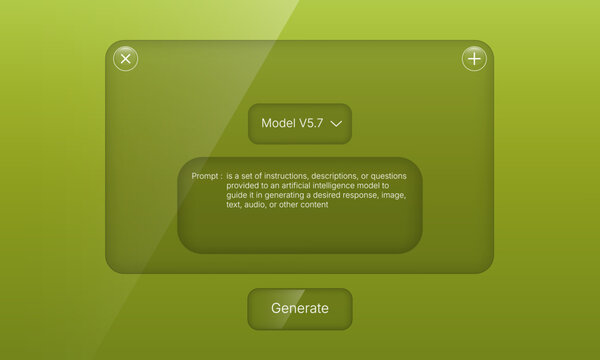 Glassmorphic AI image generator prompt user interface template
