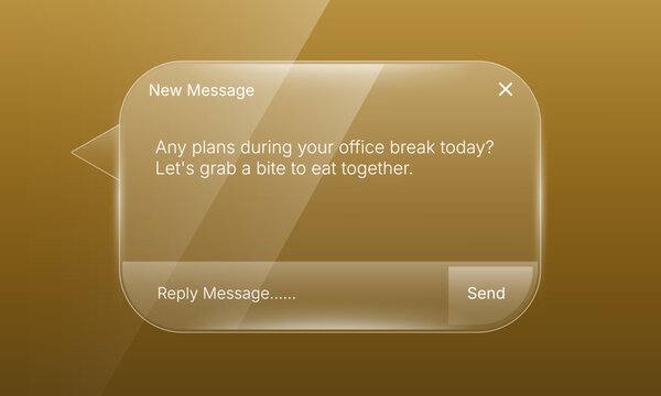 Glassmorphic chat message popup notification user interface template