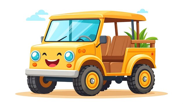 Vibrant cartoon style delivery truck illustration.