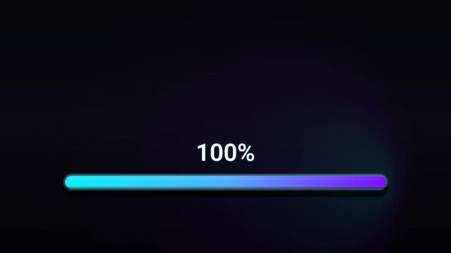 Minimalist Frosted Glass Tube Loading Bar with Neon Liquid Core and Percentage Counter Loop