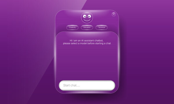 Glassmorphism AI assistant chatbot interface design template