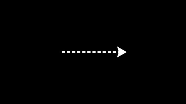 right arrow direction icon with dotted line animation. dot arrows icon sign animation. Motion graphics of straight line arrow. 4k video