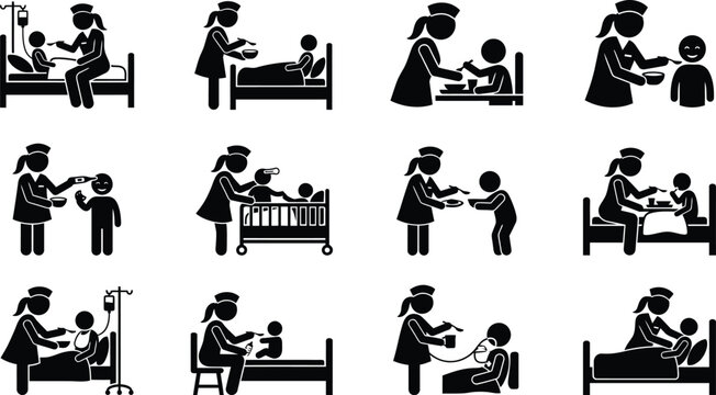 Nurse helping patient in hospital.