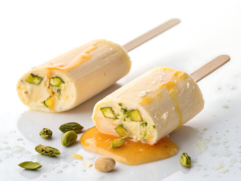 Mango kulfi, isolated on white background