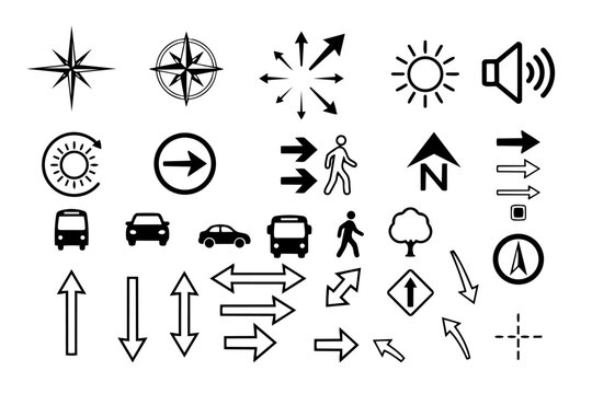 Architectural Site Analysis Vector Kit Sun Path Wind Noise Zone Access Point Symbols for CAD Planning
