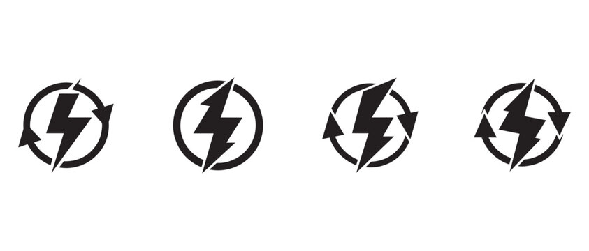 lightning bolts with arrows in a circle  representing energy and movement