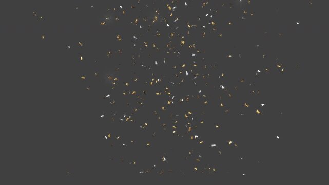 Dynamic Gold and Silver Confetti Burst and White Starbursts with alpha channel