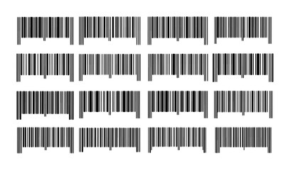 Fototapeta premium Barcode Collection, Retail Product Identification Symbols, Generic Scanning Codes, Black and White Graphic Elements