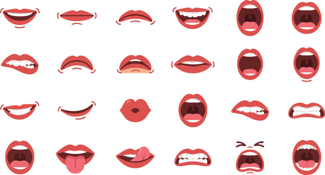 Mouth Shapes Set for Character Animation with Facial Expressions and Talking Lip Sync Poses