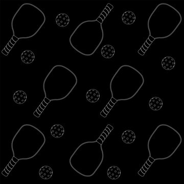 Pickleball paddle and ball seamless pattern