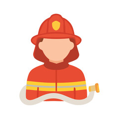 Fototapeta premium Professional firefighter in protective uniform with water hose icon white background and color black firefighter emergency protection professional white background and color black