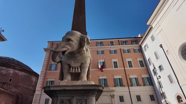 Bernini's Elephant And Obelisk Statue In Piazza Della Minerva