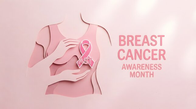 Breast cancer awareness month pink ribbon female silhouette for support prevention campaigns