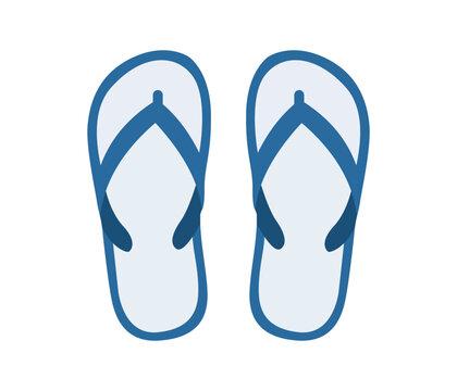 Pair of blue flip flop sandals for summer beach footwear casual thong sandals.