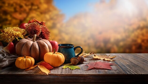 Autumn Backdrop And Still Life