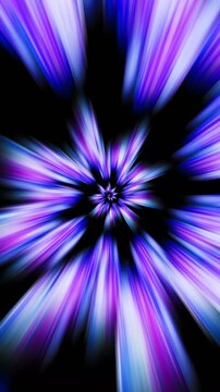 Seamless vertical video of a purple flare light pattern swirl. Geometric colorful graphic spiral with a psychedelic look . Space ship time warp sci-fi backdrop.
