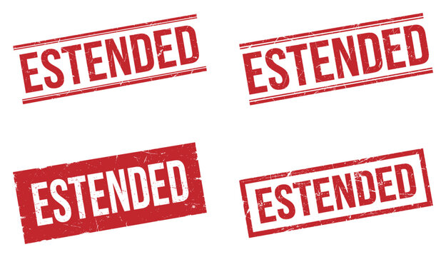 Extended deadline rubber stamps on white background. Urgent overdue document marking for time-sensitive projects.