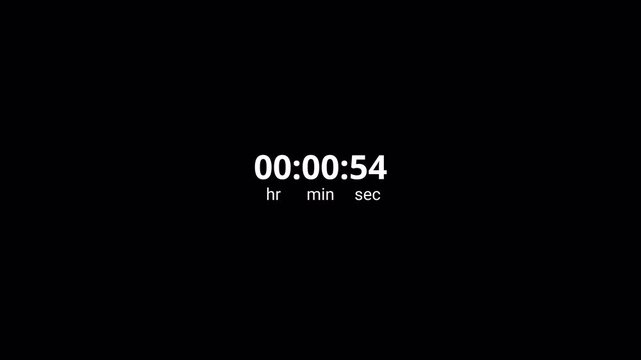 One minute countdown timer animation, 1 minute timer, one minute countdown in one minute on transparent background, one minute countdown in 4k with alpha channel.