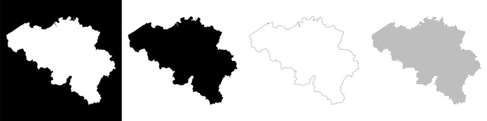 Obraz premium belgium map contour black template design illustration isolated silhouette minimal travel vector outline country white background halftone solid education