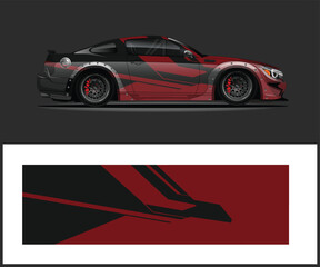 Fototapeta premium Sleek Sports Car Wrap Design with Bold Accents