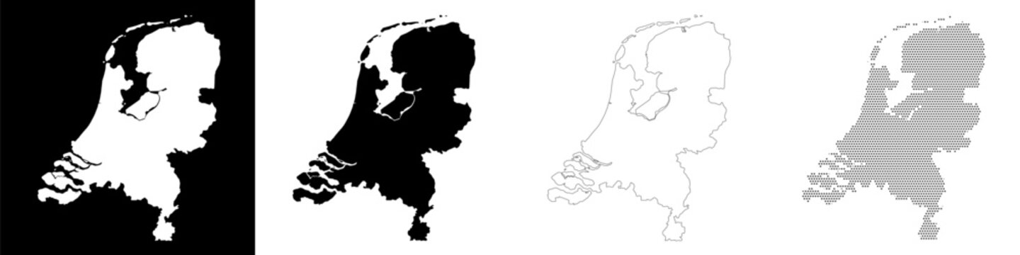netherlands map territory black icon vector outline halftone contour minimal silhouette nation flat isolated simple illustration background travel