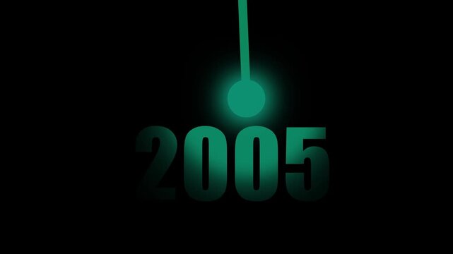 Glowing Light illuminating 2005 New Year Innovation, Vision, Success and Business Growth Concept  on black background 4k video animation...

