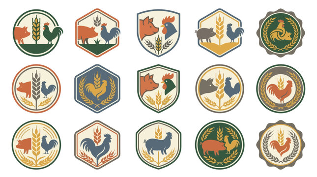 Farm animal logo designs.