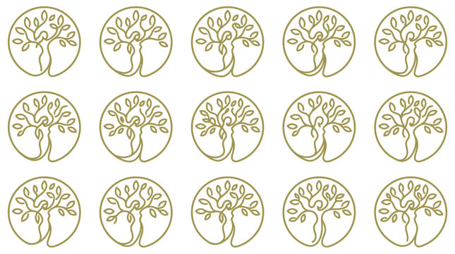 Tree logo icons in circles.