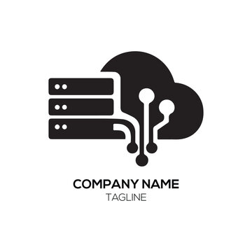 Cloud Server Logo Modern Computing Network Symbol for Data Storage Tech Solutions