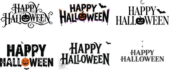 Happy halloween typography collection spooky festive lettering designs © mdkamran