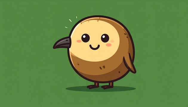 Cartoon brown squirrel sitting on grass smiling.