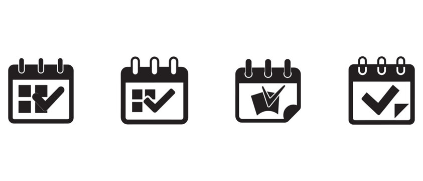 calendar icons with checkmarks on white background  used for organization and task management