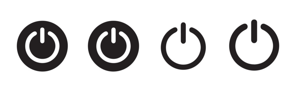 Power button vector icons set simple style. collection of modern on off symbols in a circle.