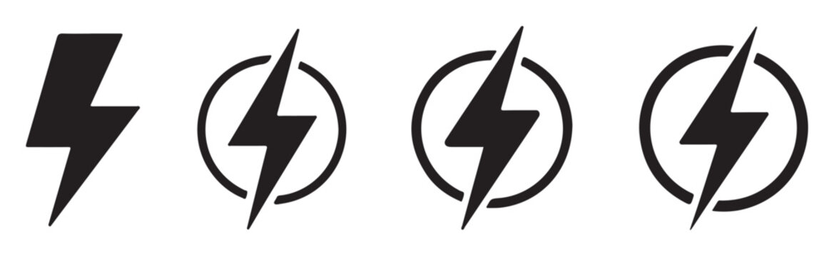 Lightning bolt icon set. flat style simple thunder storm lightning bolt icon set vector illustration.