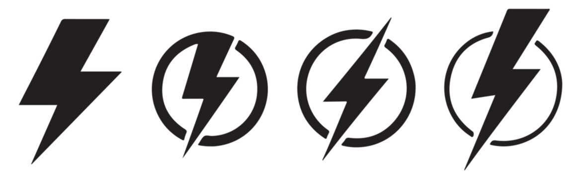 Lightning bolt icon set. flat style simple thunder storm lightning bolt icon set vector illustration.